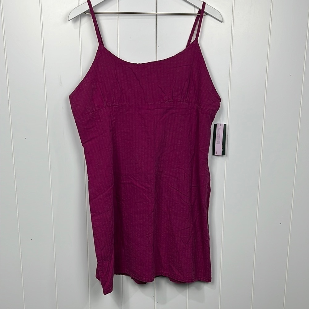 Wild Fable Womens Dress Plum Purple XXL Adj Straps Smocking Open Back Zip NWT